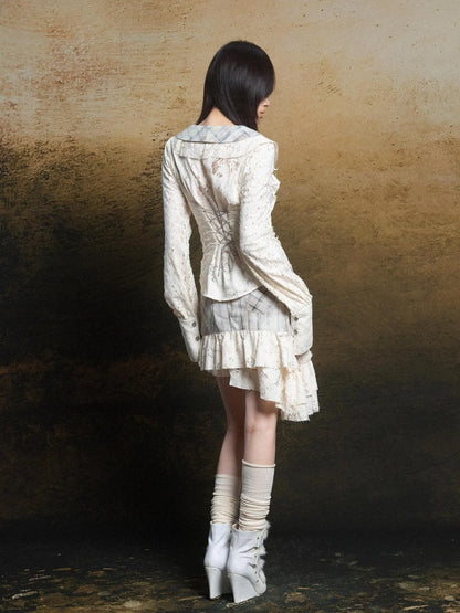 Lace Trim Double Layer Neck Hollow Out Punk Romantic Vintage Blouse