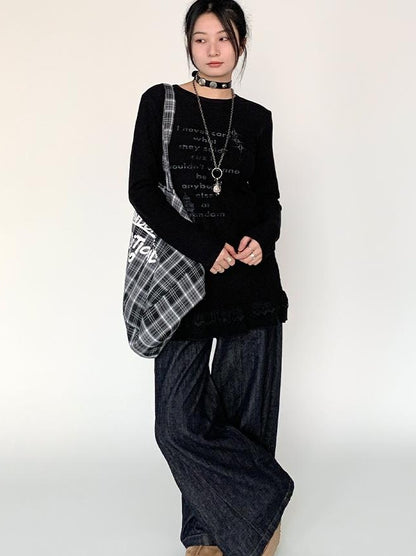 Lace Trim Floral Print Slim Long Sleeve T-shirt Dresses
