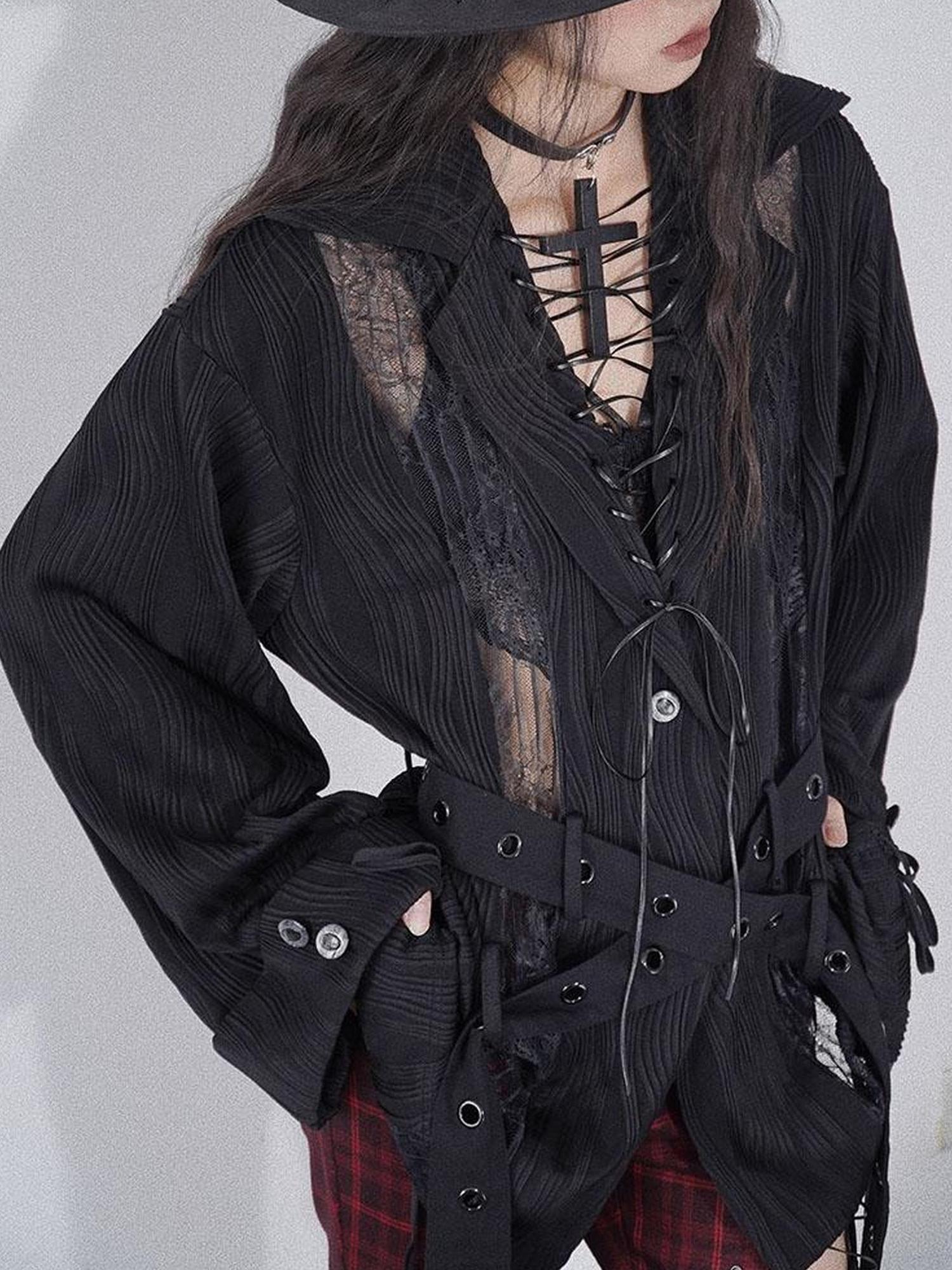 WSW WUSHENWU Lace Trim Lazy Multi Wear Blouse