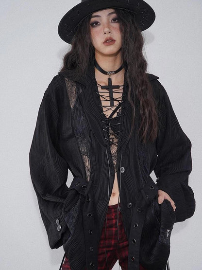 Lace Trim Lazy Multi Wear Blouse