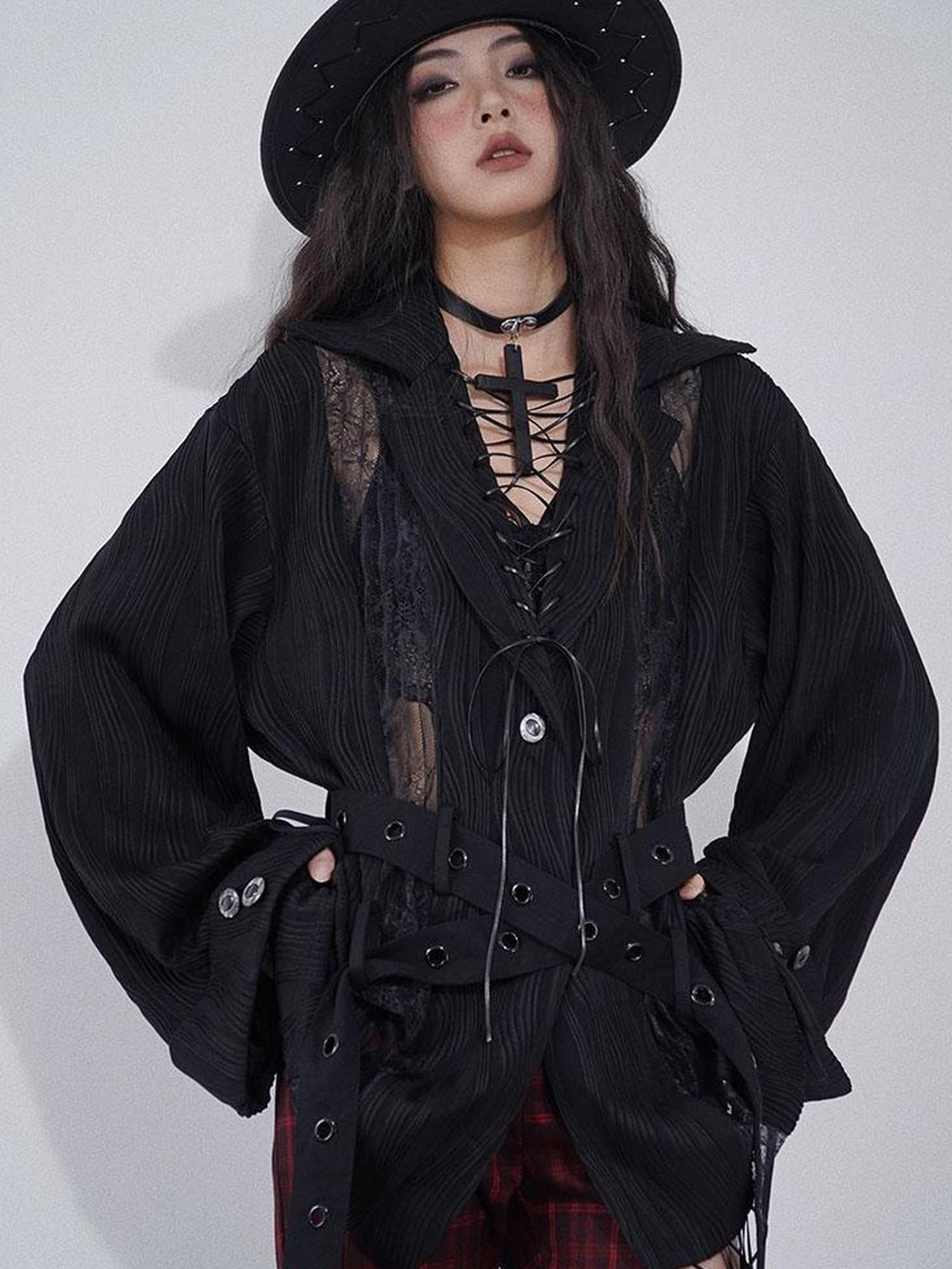 WSW WUSHENWU Lace Trim Lazy Multi Wear Blouse