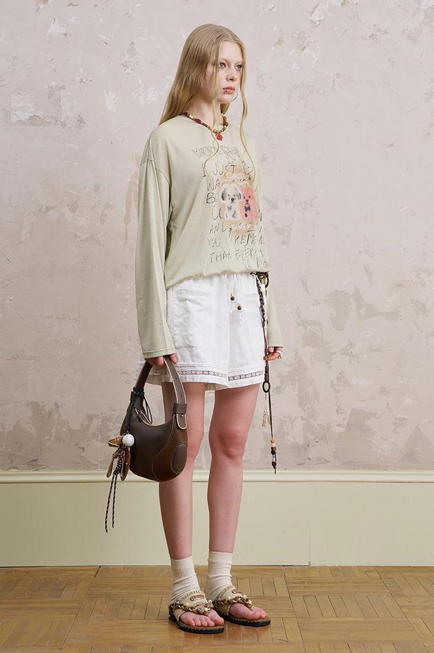 DIDDI MODA Lace Trimmed Cotton Shorts With Adjustable Drawstring