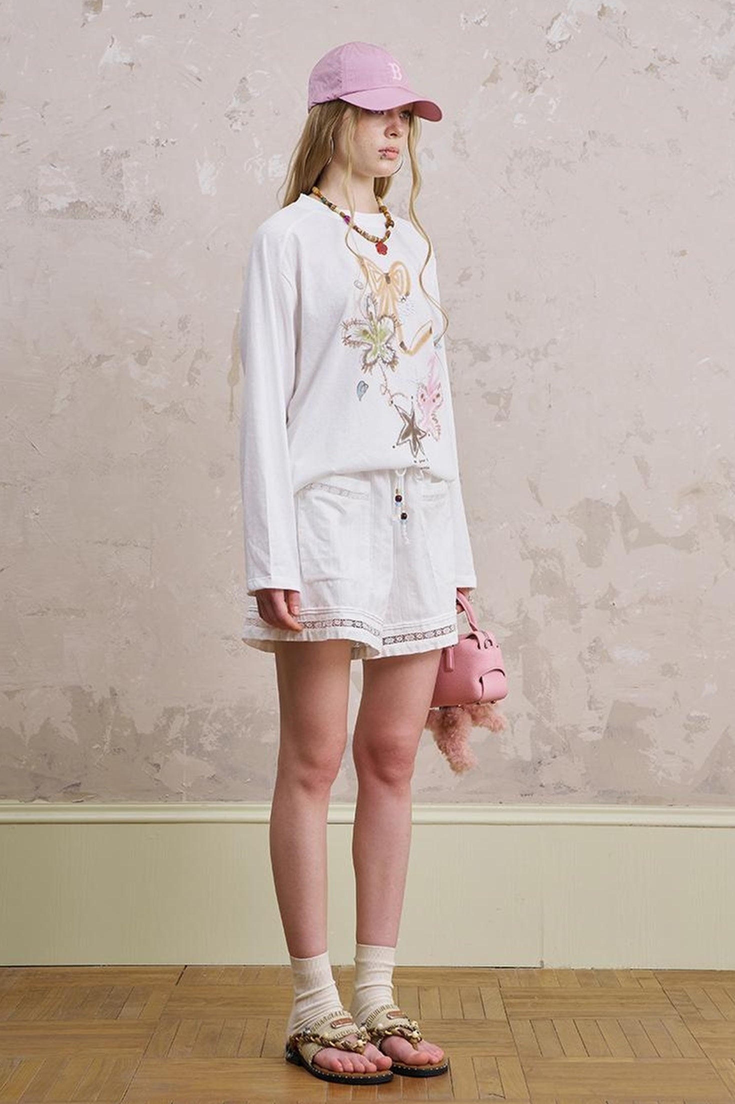 DIDDI MODA Lace Trimmed Cotton Shorts With Adjustable Drawstring