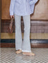 DIDDI MODA Lace Trimmed Embroidered Knit Flared Pants With Layered Design