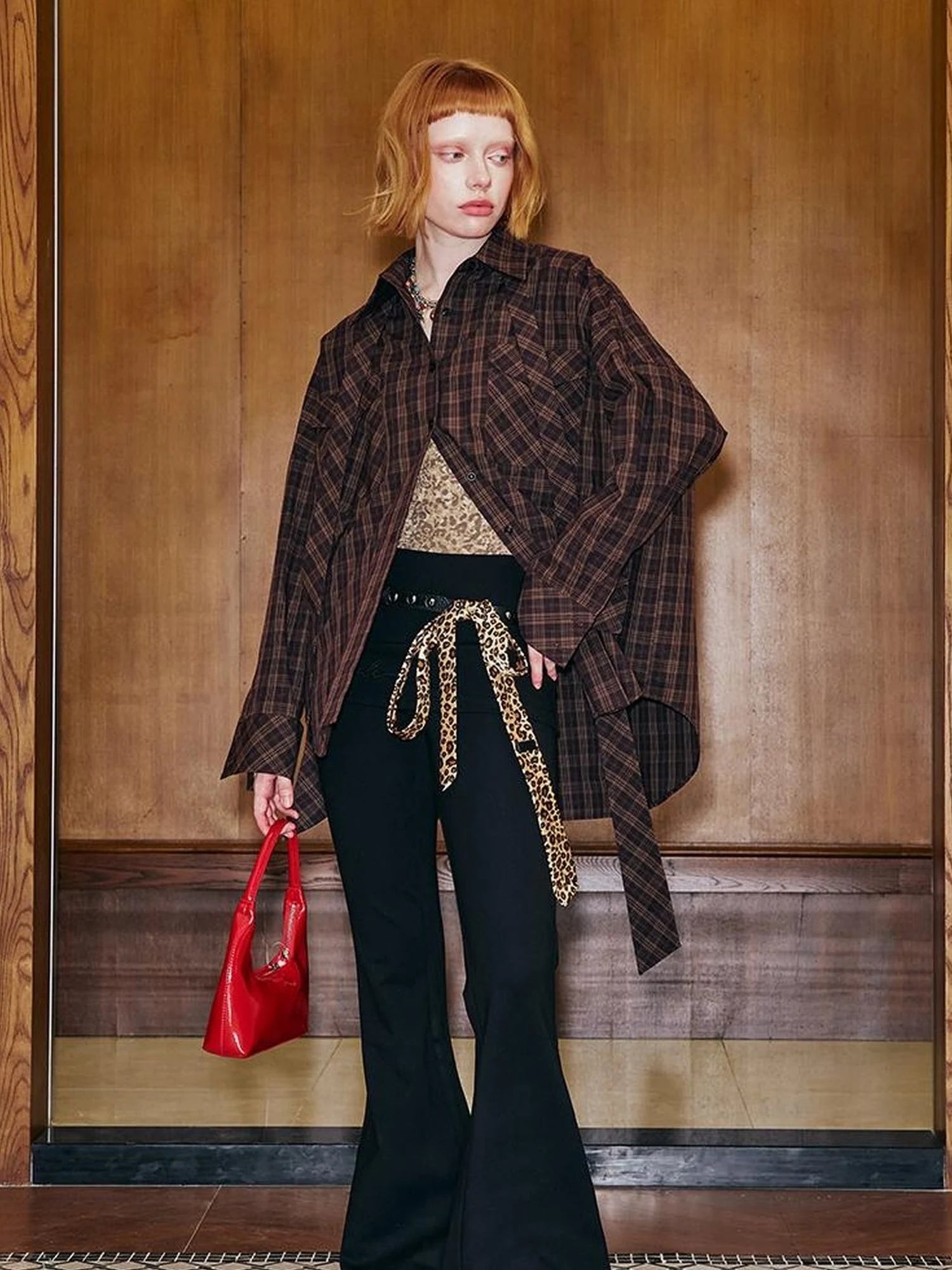 Lace Trimmed Embroidered Knit Flared Pants With Layered Design