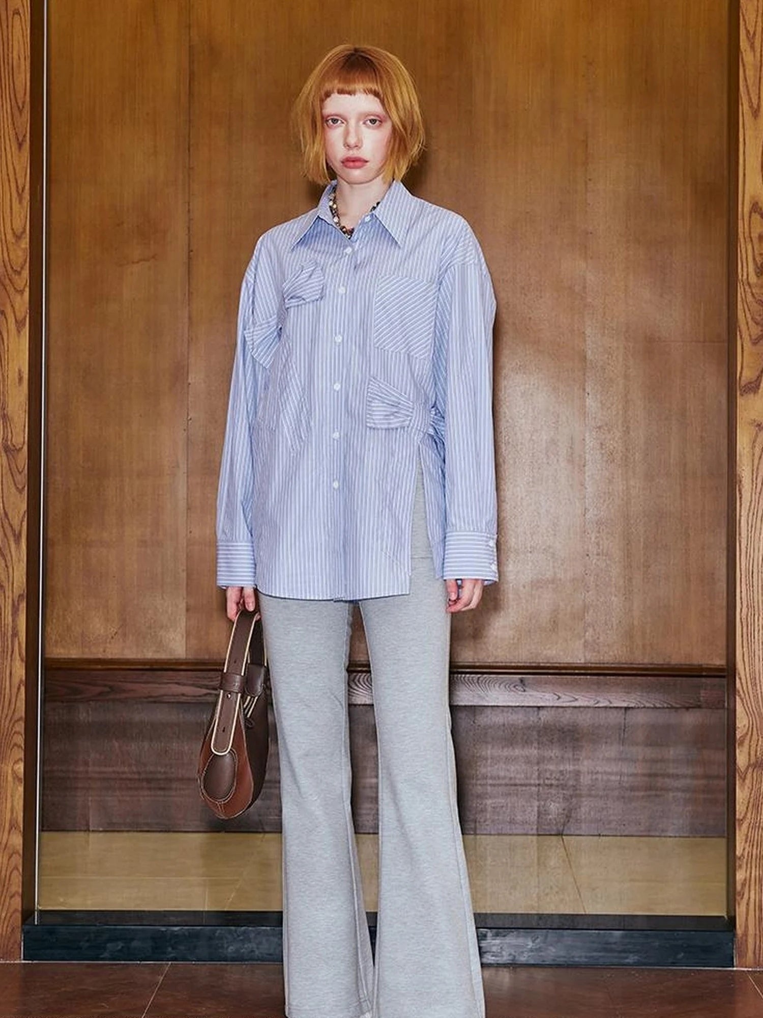 Lace Trimmed Embroidered Knit Flared Pants With Layered Design