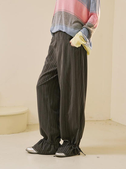 DIDDI MODA Lace Trimmed Flowy Straight Leg Trousers
