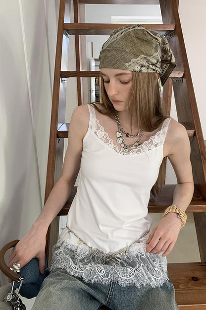 DIDDI MODA Lace Trimmed Modal Cotton Camisole