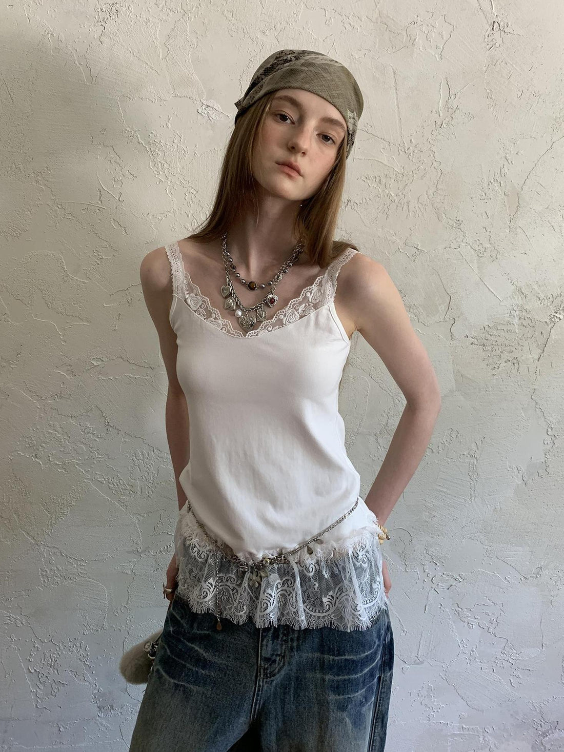 DIDDI MODA Lace Trimmed Modal Cotton Camisole