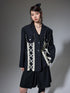 DIDDI MODA Lace Trimmed Peplum Blazer With Pearl Buttons