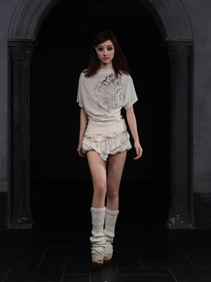 ARIADNAw Layered Lace Satin Punk Goth Bloomer Shorts