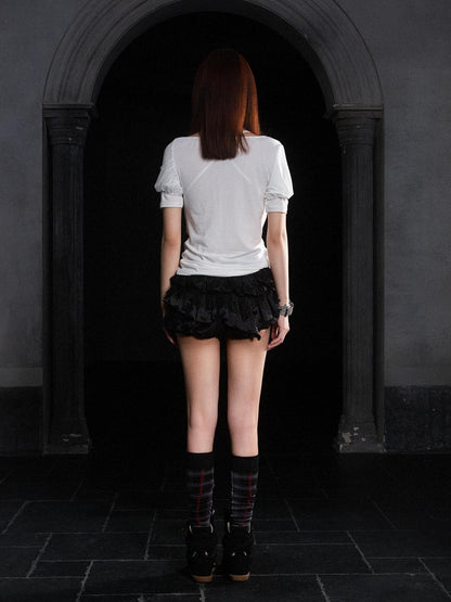 ARIADNAw Layered Lace Satin Punk Goth Bloomer Shorts