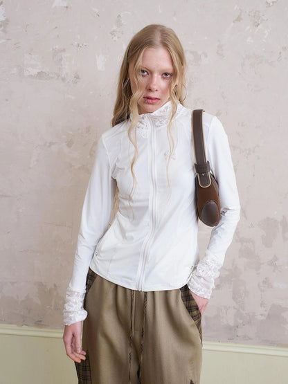 Layered Puppy Embroidery Lace Sunshirt