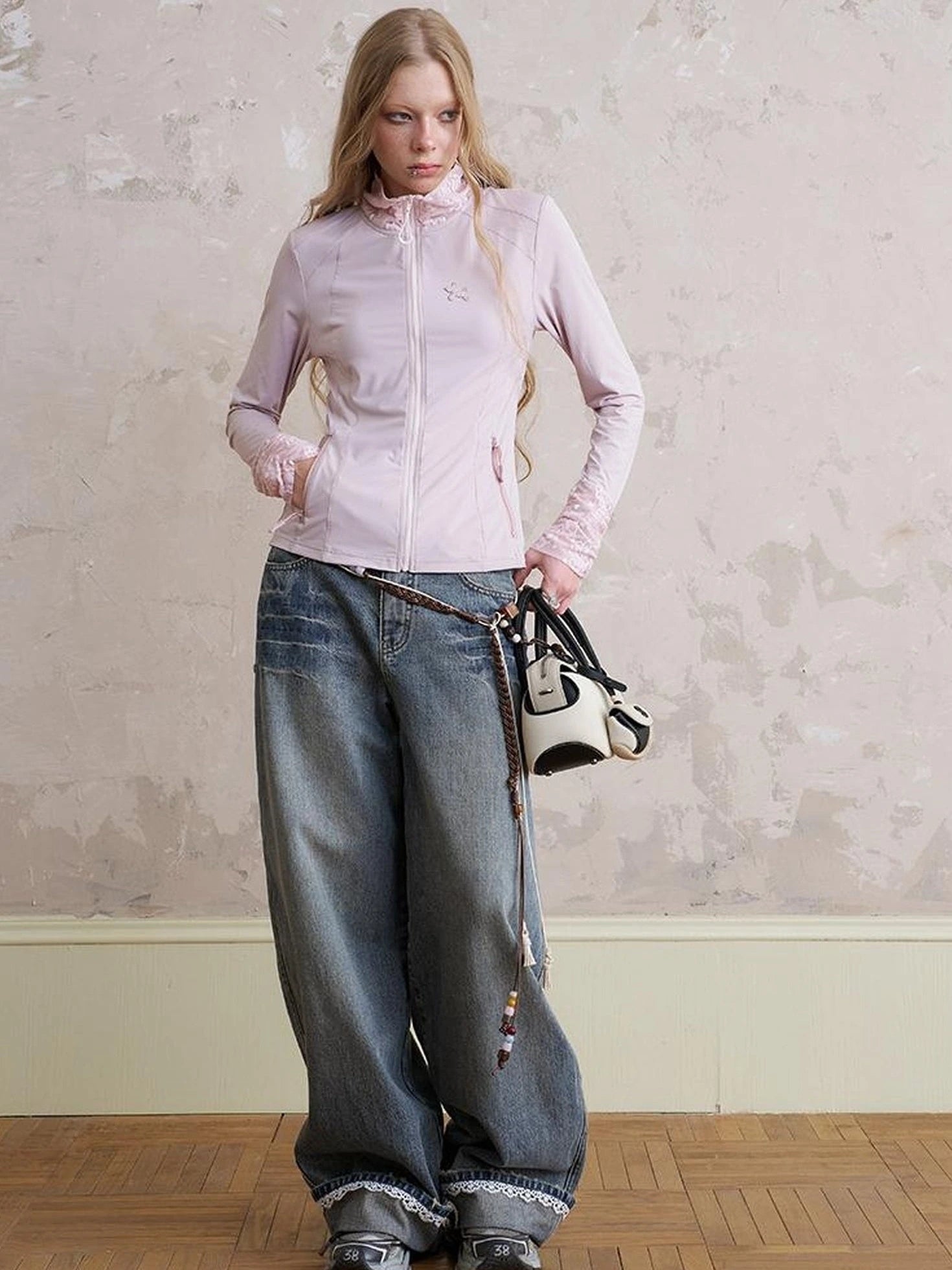 Layered Puppy Embroidery Lace Sunshirt