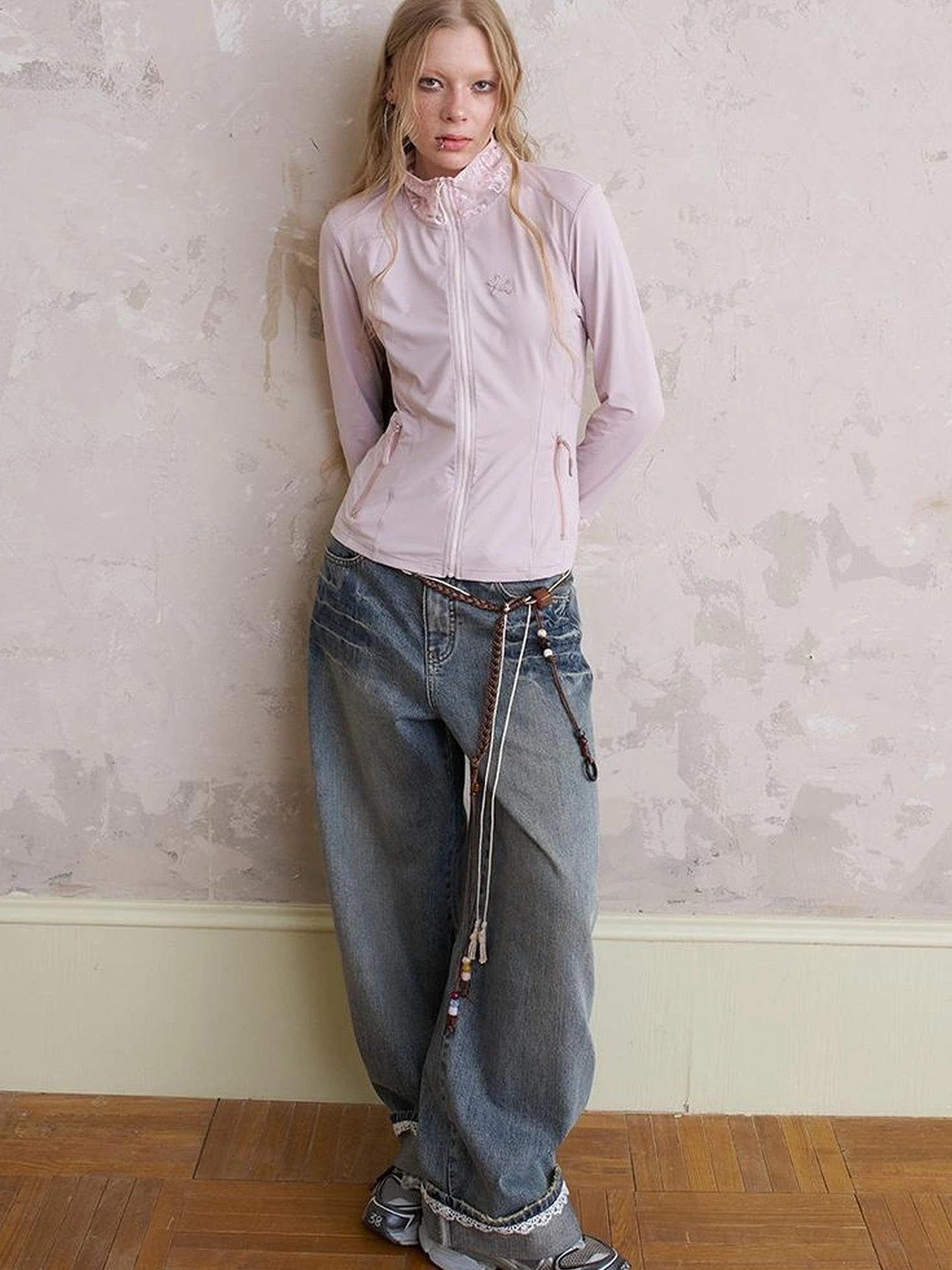 Layered Puppy Embroidery Lace Sunshirt