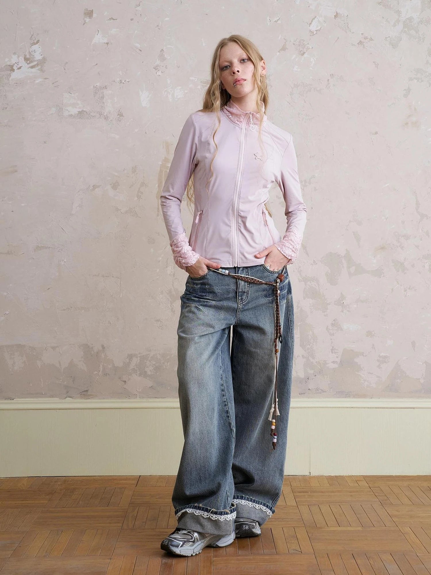 Layered Puppy Embroidery Lace Sunshirt