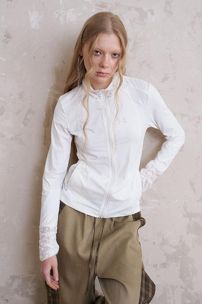 DIDDI MODA Layered Puppy Embroidery Lace Sunshirt