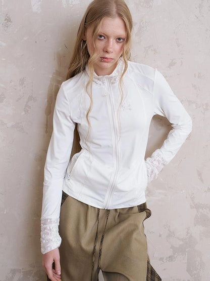 Layered Puppy Embroidery Lace Sunshirt