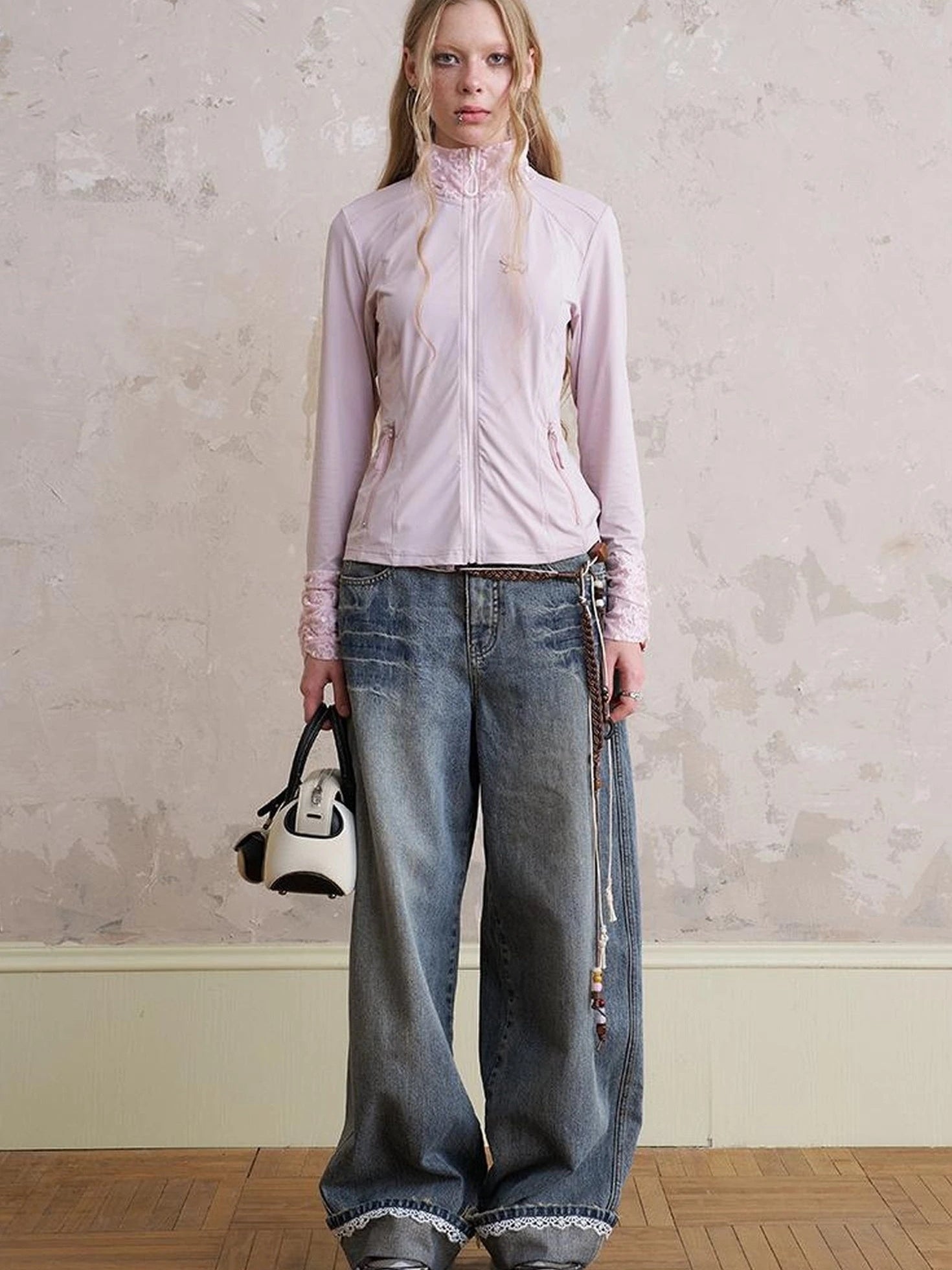 Layered Puppy Embroidery Lace Sunshirt