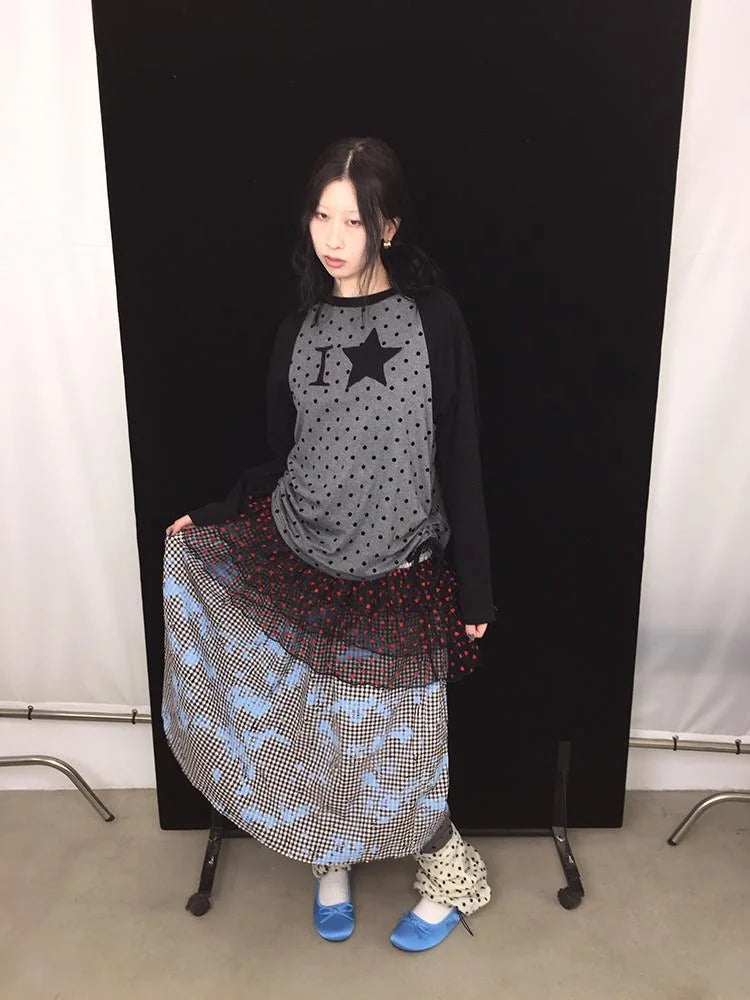 Layered Ruffle Ballet Skirt With Bow &amp; Dots Mini Skirt