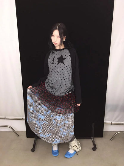 Layered Ruffle Ballet Skirt With Bow &amp; Dots Mini Skirt