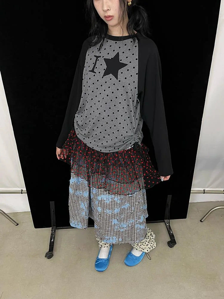 Layered Ruffle Ballet Skirt With Bow &amp; Dots Mini Skirt