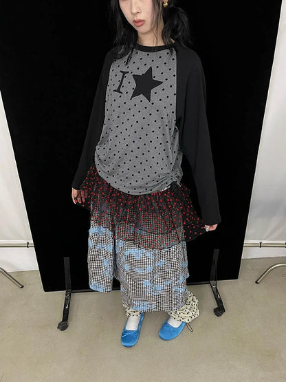 Layered Ruffle Ballet Skirt With Bow &amp; Dots Mini Skirt