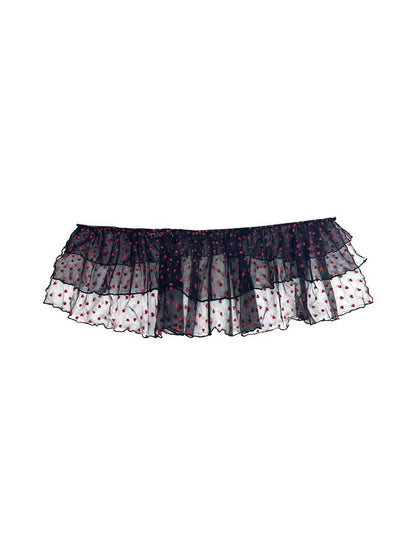 Layered Ruffle Ballet Skirt With Bow &amp; Dots Mini Skirt