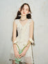 DIDDI MODA Layered Ruffle V Neck Lace Trim Sheath Dress