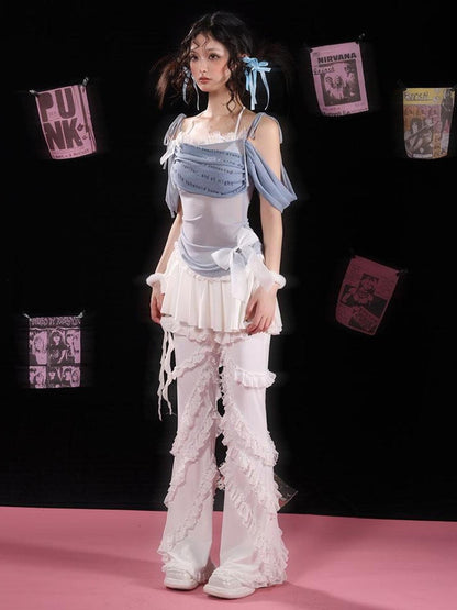 WSW WUSHENWU Lazy Ballet Lace Culottes Original Design Cream White