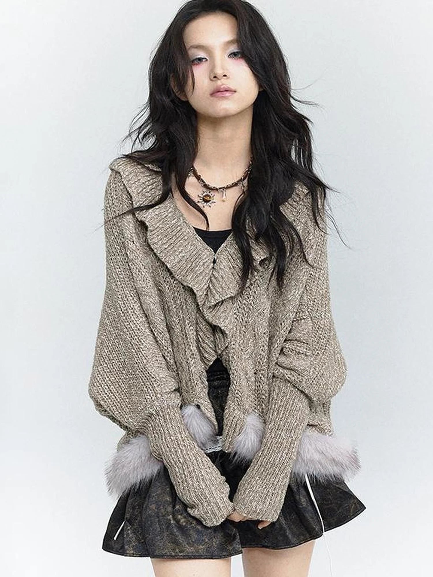 Lazy Batwing Sleeve Dual Wear Wool Blend Cardigan