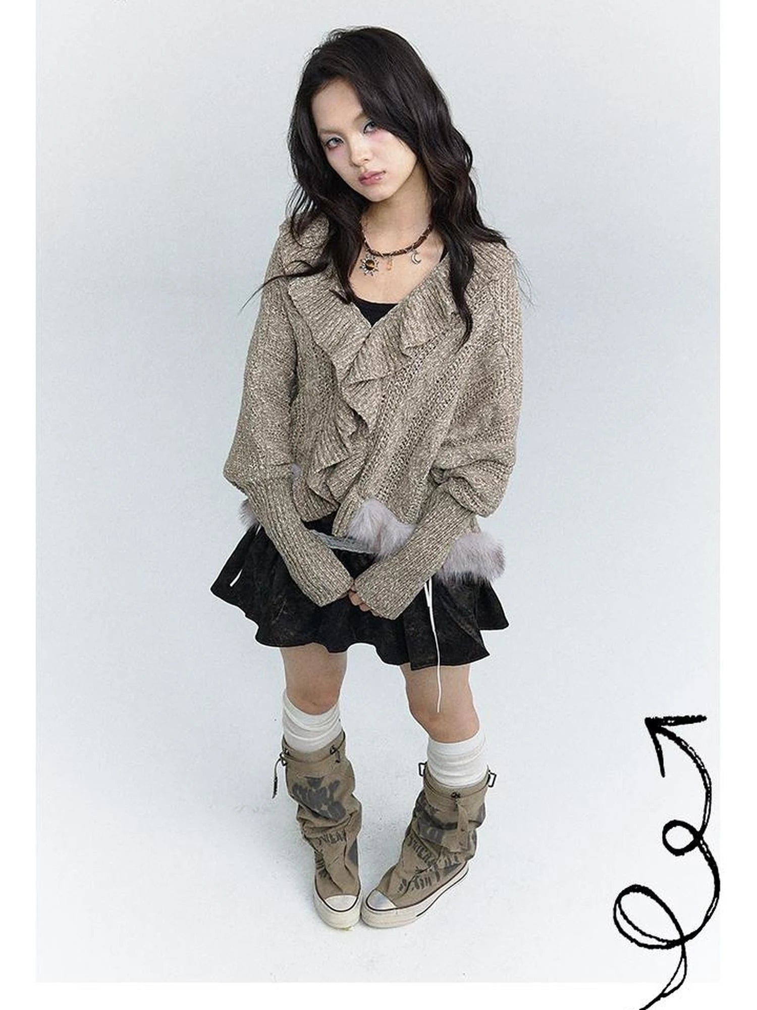 Lazy Batwing Sleeve Dual Wear Wool Blend Cardigan