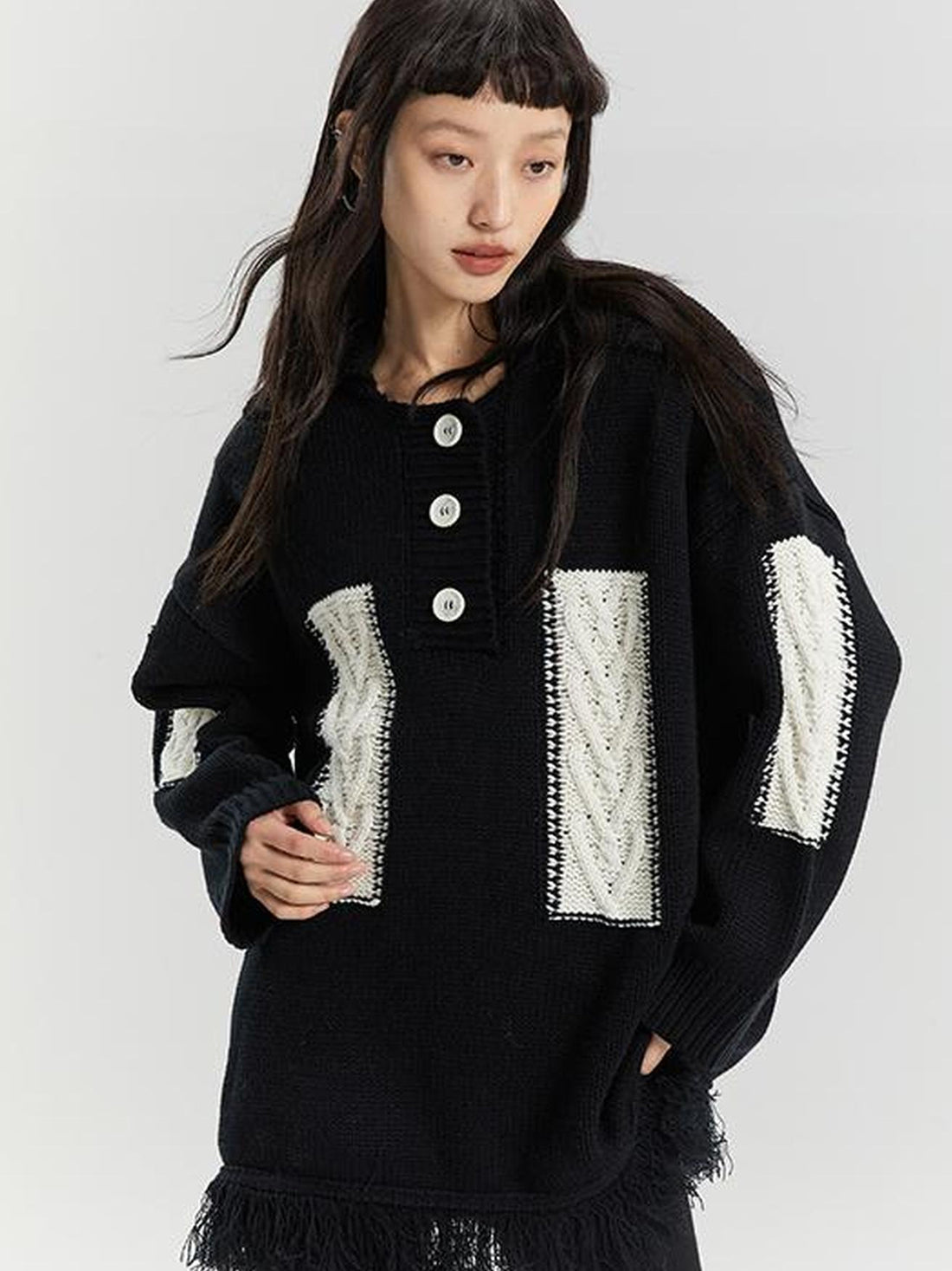 DIDDI MODA Lazy Lavender Knit Sweater With Asymmetrical Design