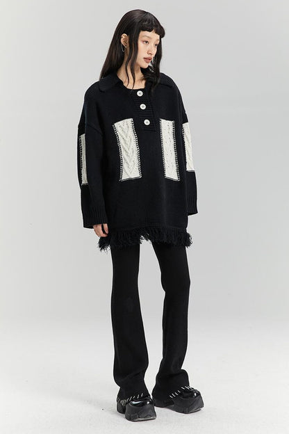 DIDDI MODA Lazy Lavender Knit Sweater With Asymmetrical Design