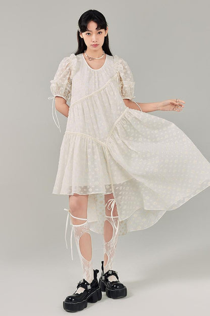 DIDDI MODA Lemon Mint Jacquard Asym Dress