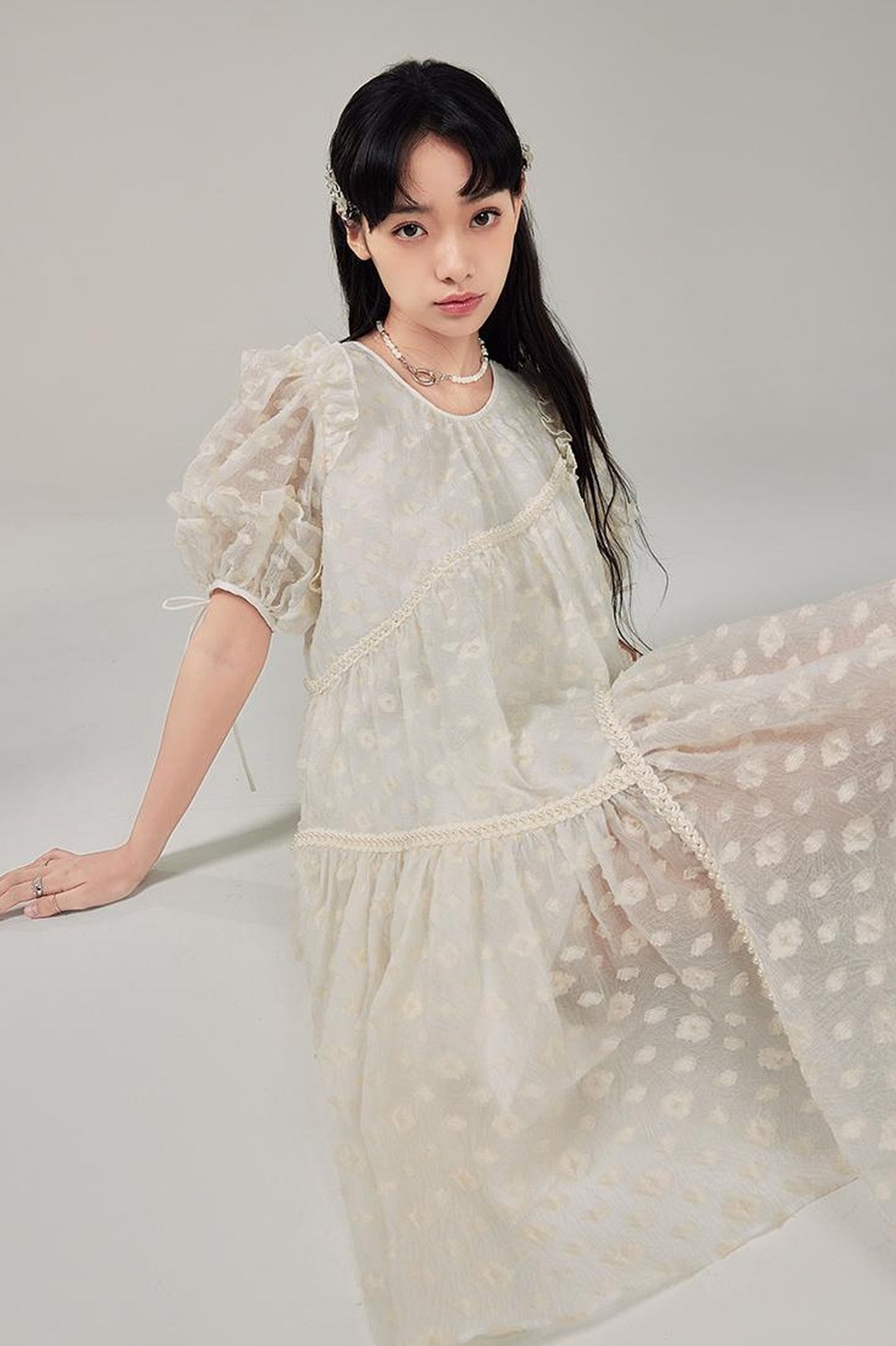 DIDDI MODA Lemon Mint Jacquard Asym Dress