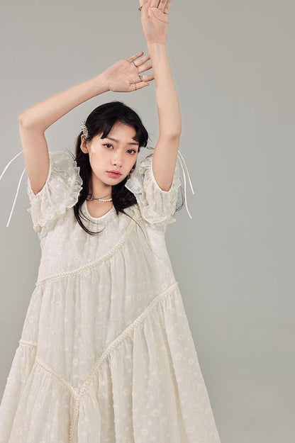 DIDDI MODA Lemon Mint Jacquard Asym Dress