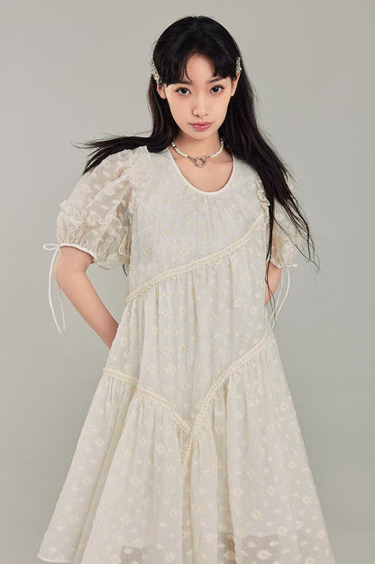 DIDDI MODA Lemon Mint Jacquard Asym Dress