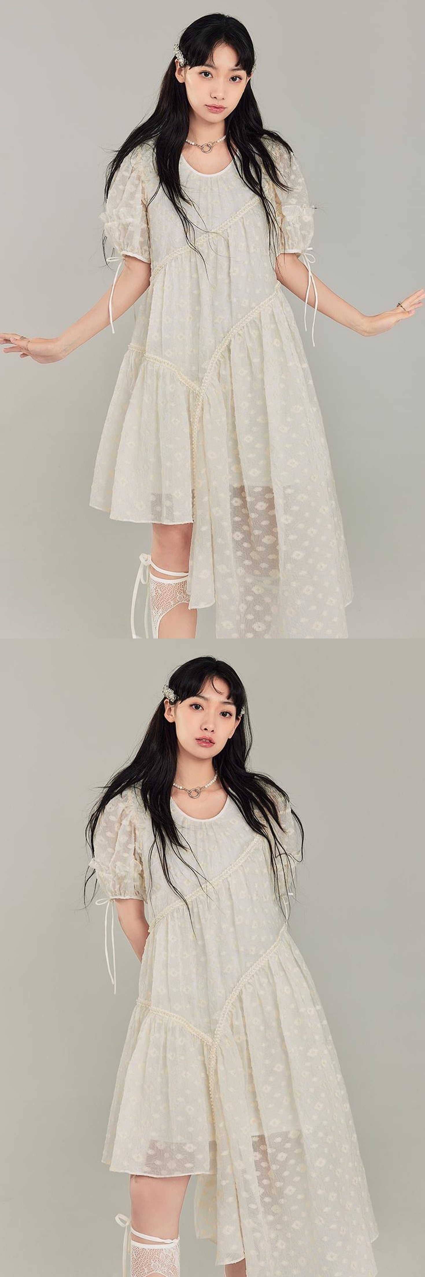 DIDDI MODA Lemon Mint Jacquard Asym Dress