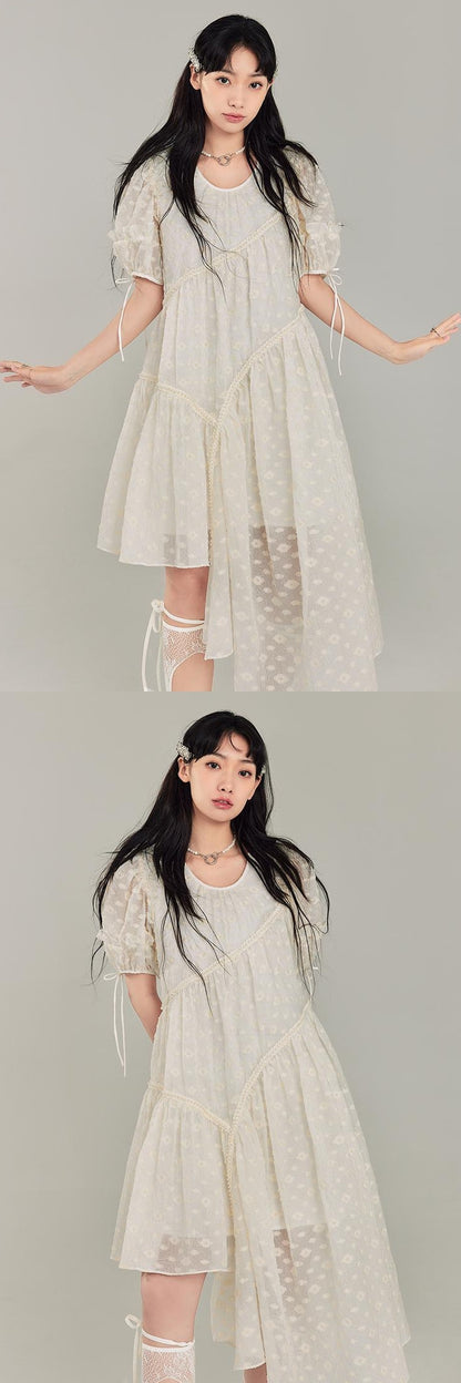 DIDDI MODA Lemon Mint Jacquard Asym Dress