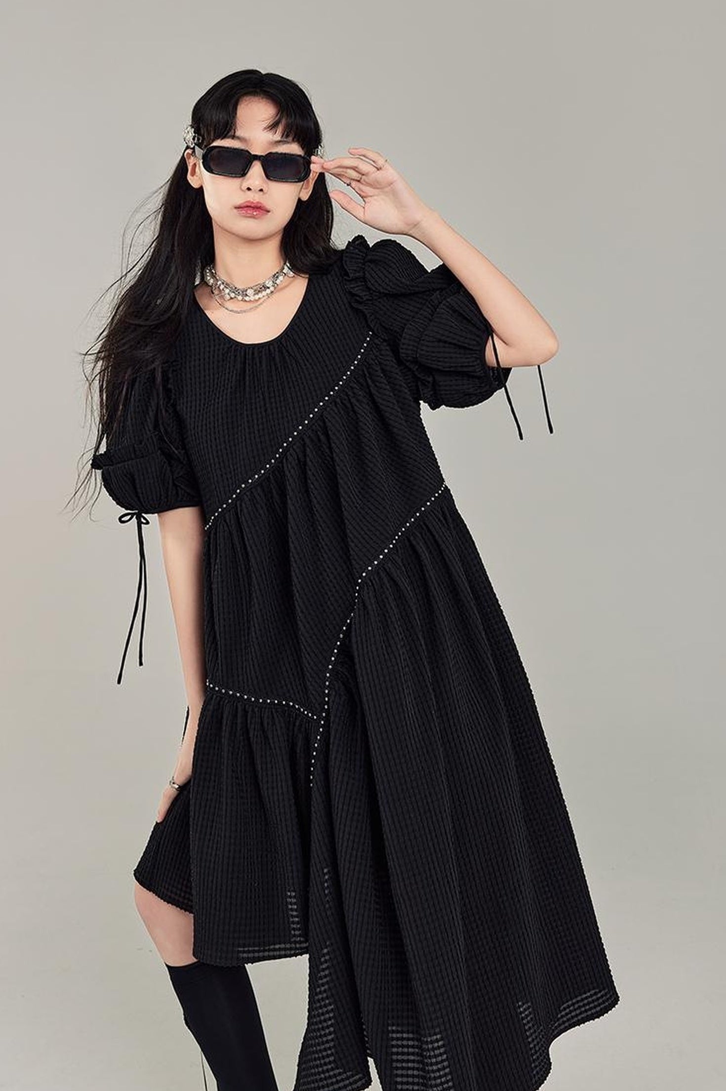 DIDDI MODA Lemon Mint Jacquard Asym Dress
