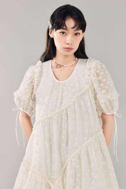 DIDDI MODA Lemon Mint Jacquard Asym Dress