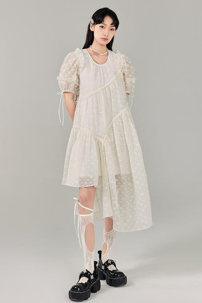 DIDDI MODA Lemon Mint Jacquard Asym Dress