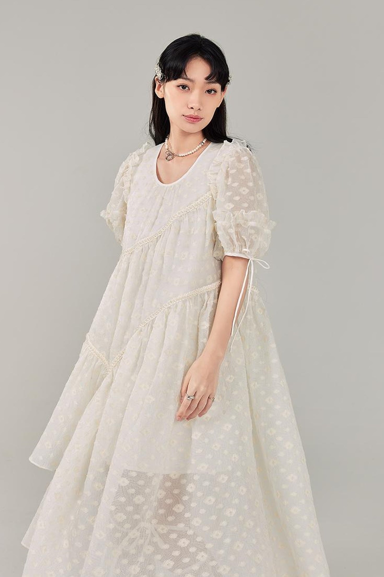 DIDDI MODA Lemon Mint Jacquard Asym Dress