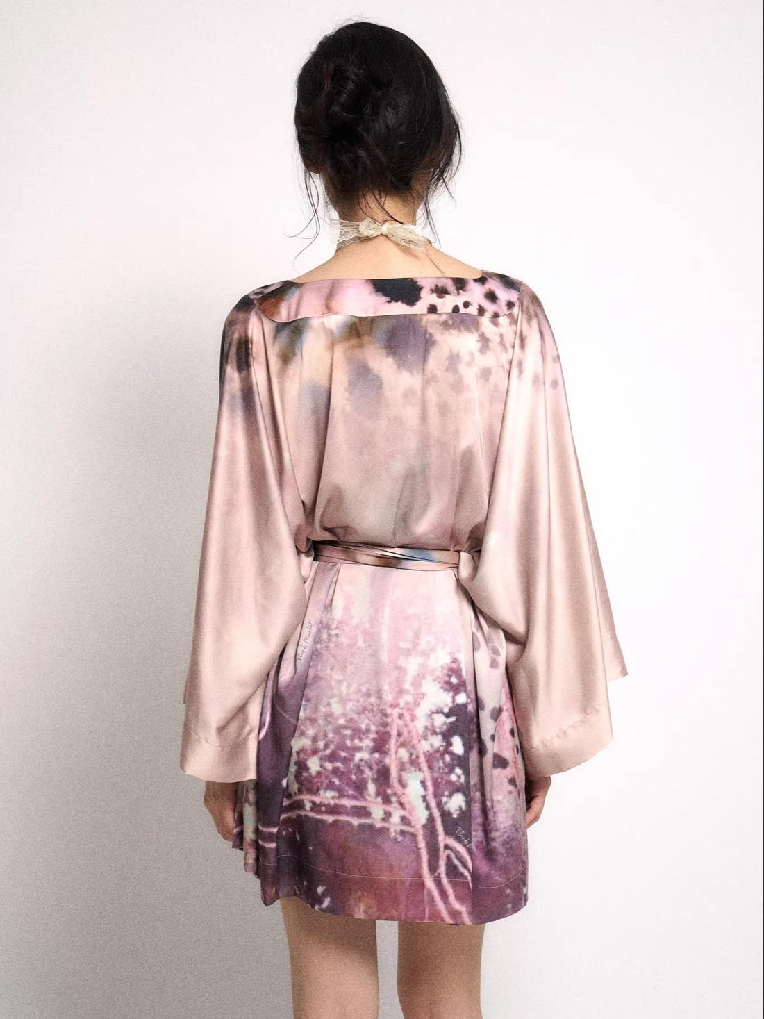 Flowers birds Market Leopard Floral Print Satin Loungewear