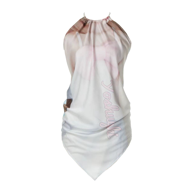 YOSHUYUKI Printed Scarf Halter Neck Slip Top
