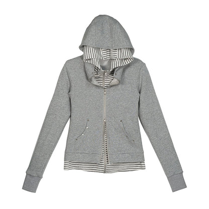 Update Cest Nous Medieval Studded Zip Up Striped Knit Sweater Jacket