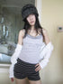 Updateang project Lace Trim Faux Two Piece Camisole With Letter Print And Built In Bra