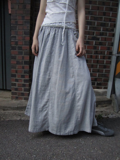 ang project Vintage Stripe Plaid A Line Skirt with Elastic Waist