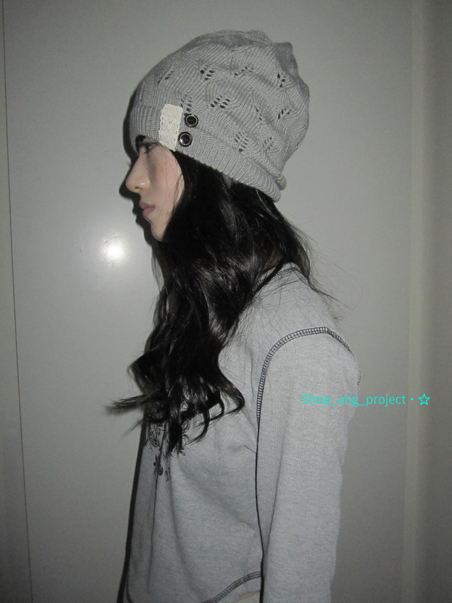 ang project Vintage Textured Knit Beanie Slouchy Ribbed Cap